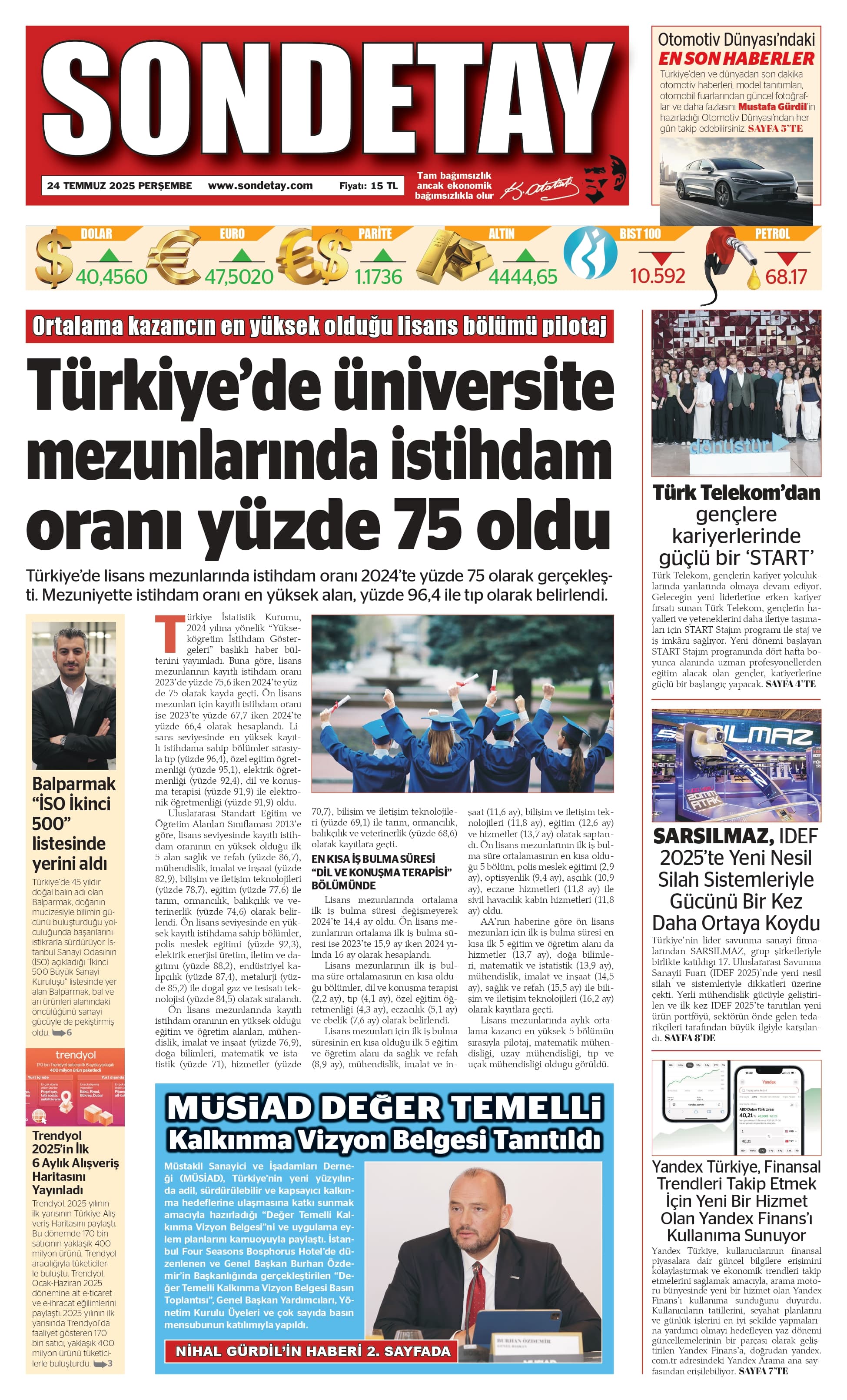 24 Temmuz 2025 – Perşembe