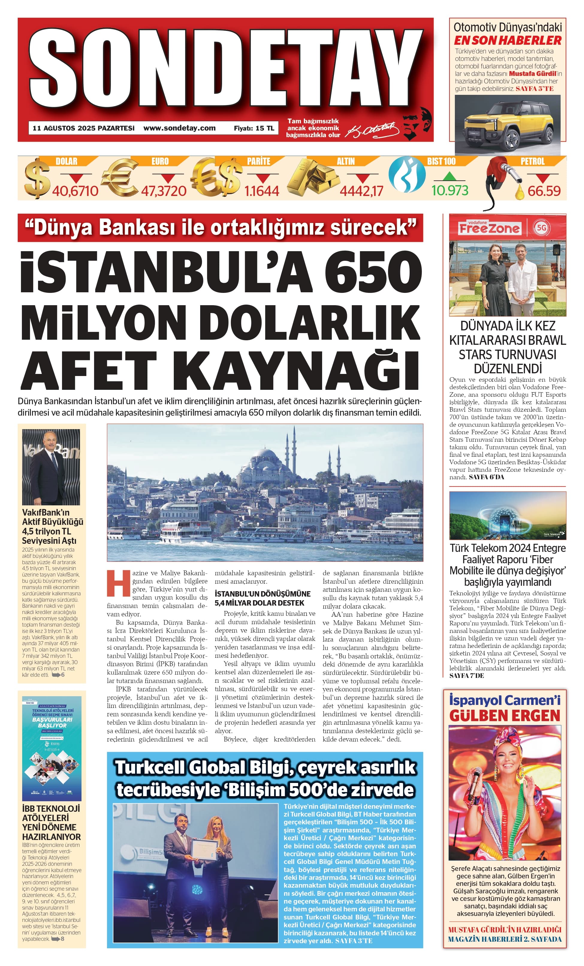 11 Ağustos 2025 – Pazartesi