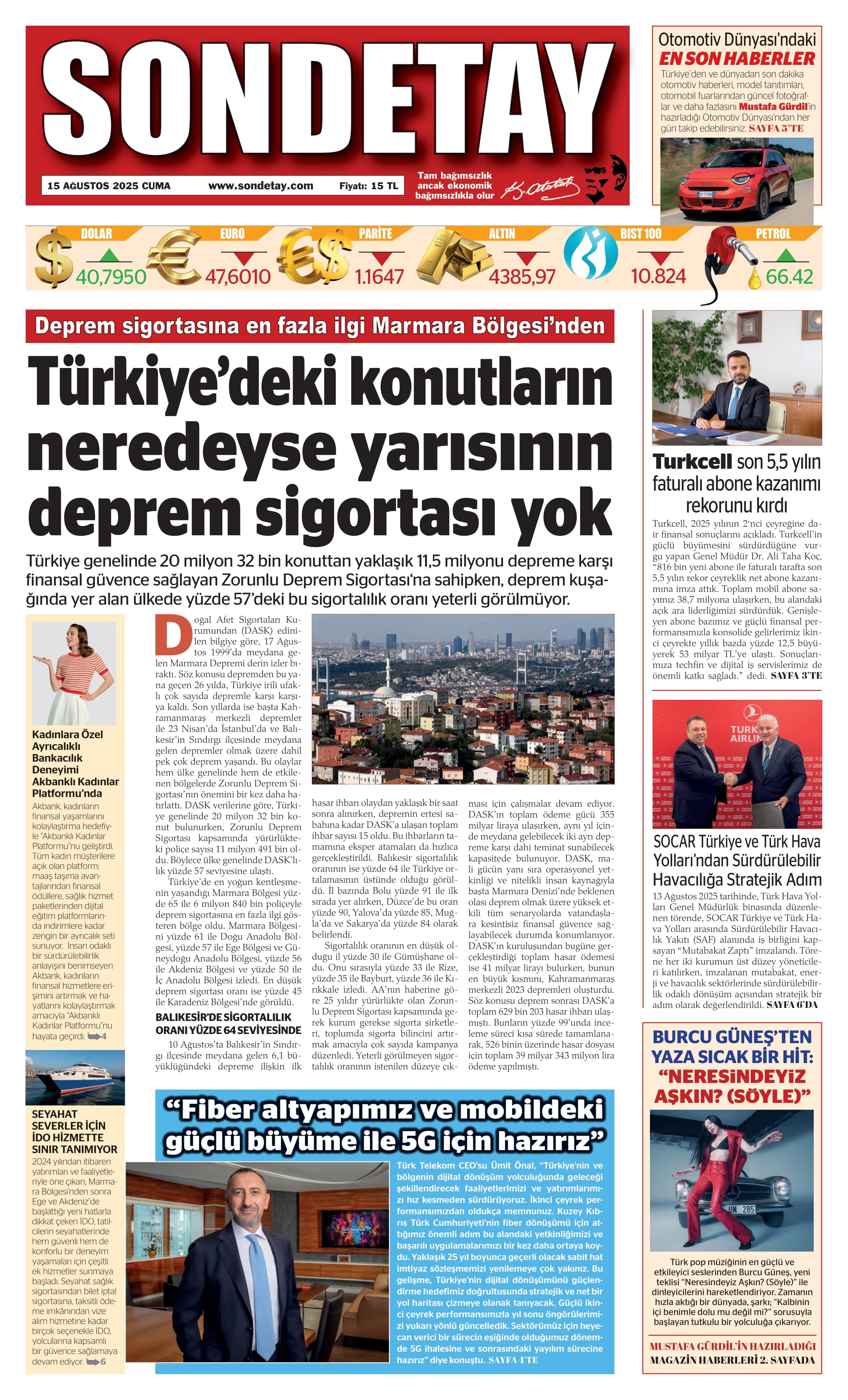 15 Ağustos 2025 – Cuma