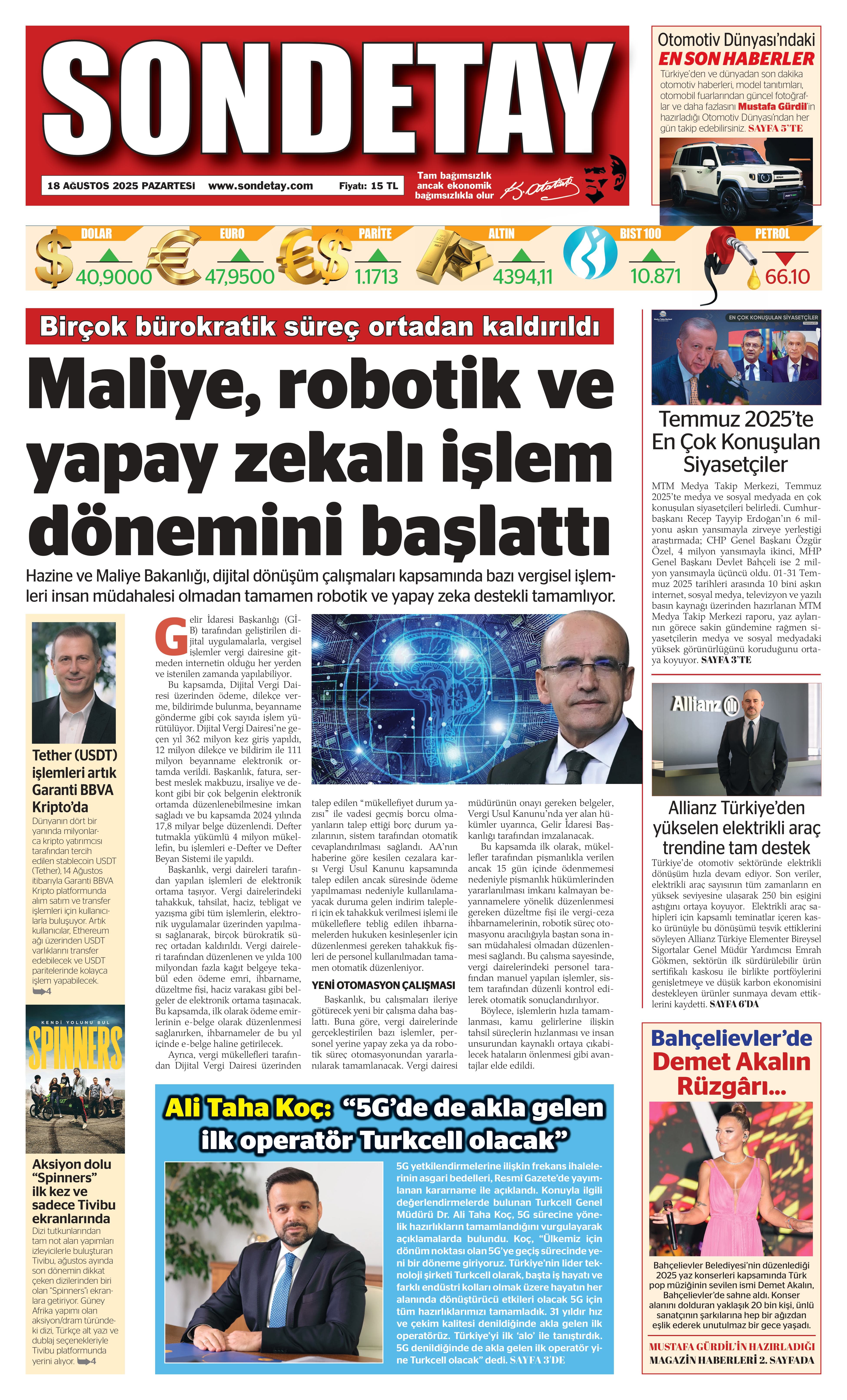 18 Ağustos 2025 – Pazartesi