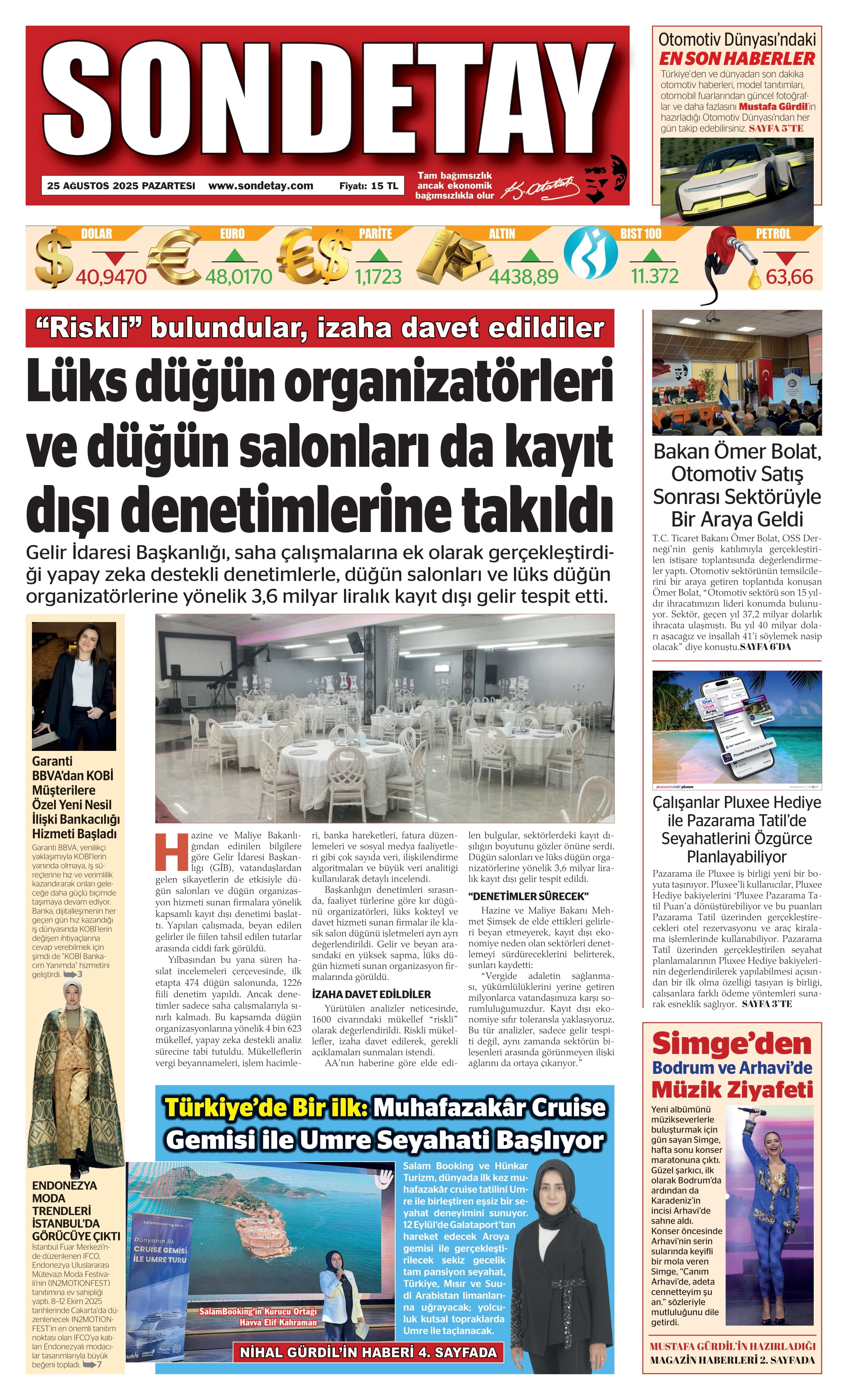 25 Ağustos 2025 – Pazartesi