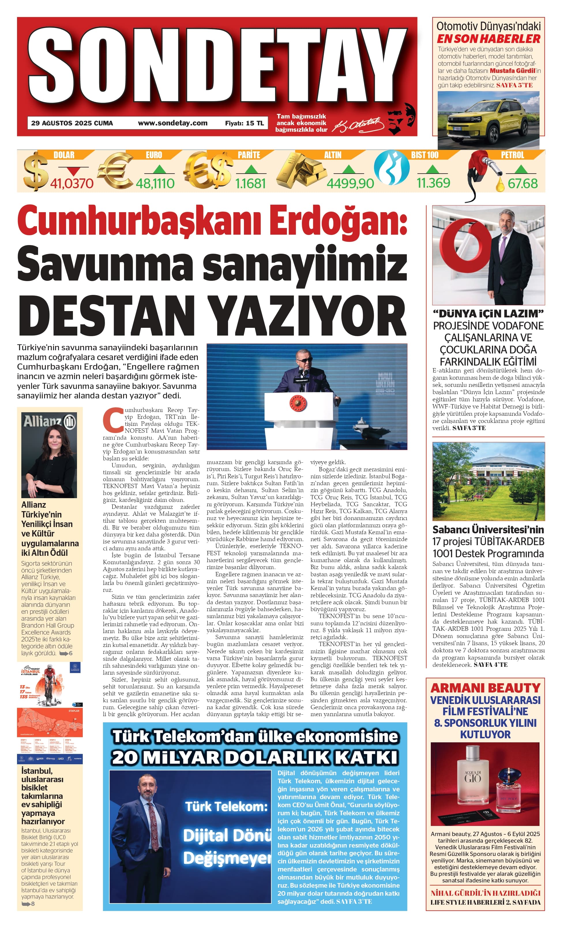 29 Ağustos 2025 – Cuma