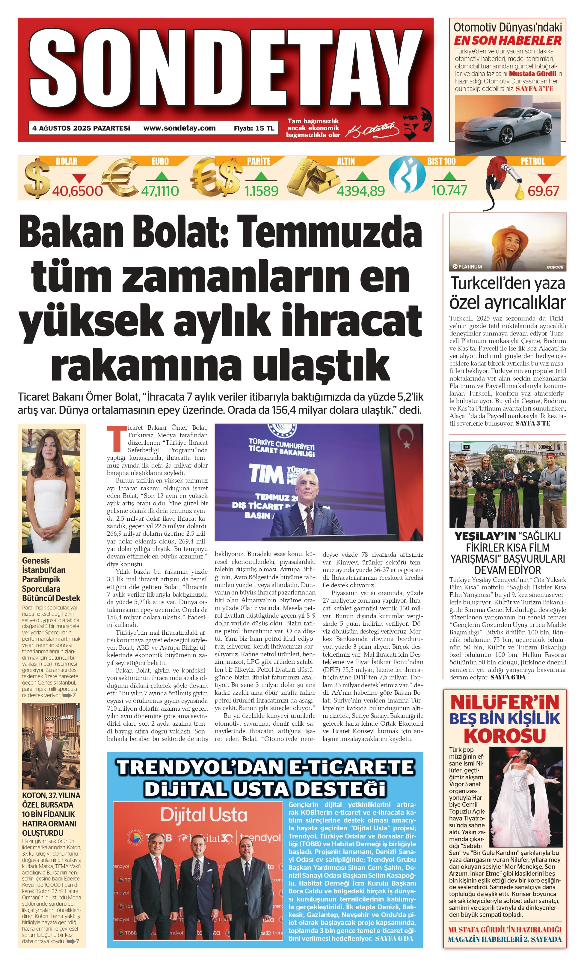 4 Ağustos 2025 – Pazartesi