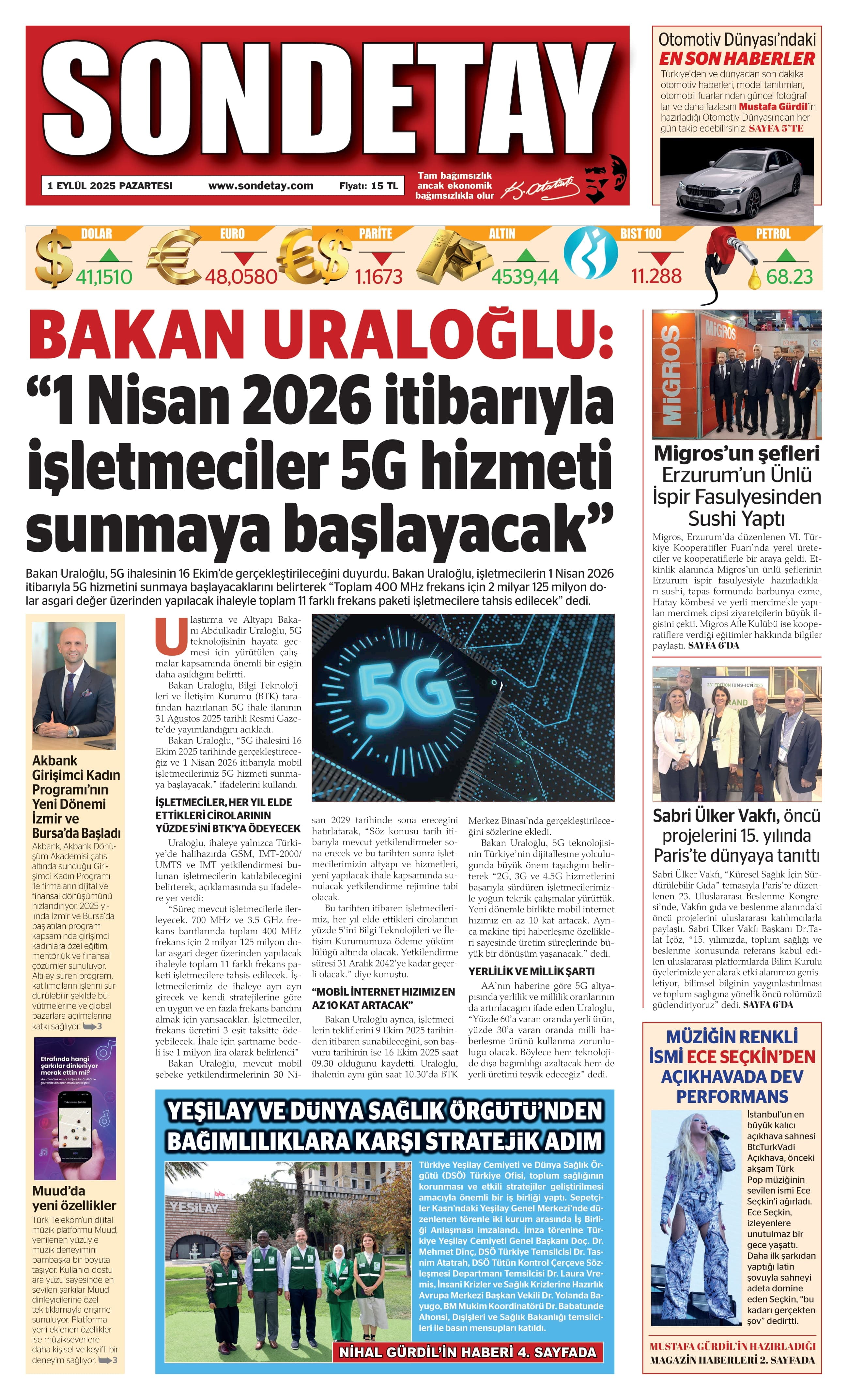 1 Eylül 2025 – Pazartesi